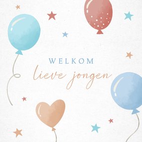 Felicitatiekaart geboorte jongen met ballonnen