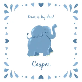 Felicitatiekaart geboorte jongen olifantje