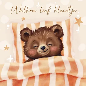 Felicitatiekaart geboorte lief slapend beertje schattig