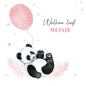 Felicitatiekaart geboorte meisje pandabeertje