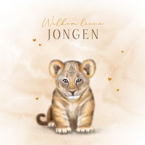 Felicitatiekaart geboorte met leeuwtje