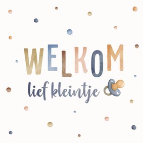 Felicitatiekaart geboorte met waterverf stippen