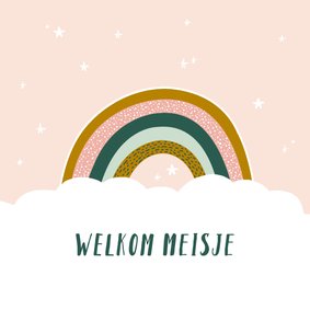 Felicitatiekaart geboorte regenboog meisje