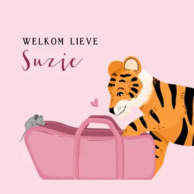 Felicitatiekaart geboorte tijger meisje
