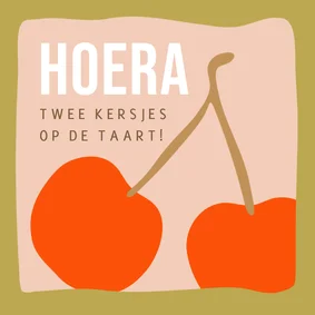 Felicitatiekaart geboorte tweeling met twee kersjes