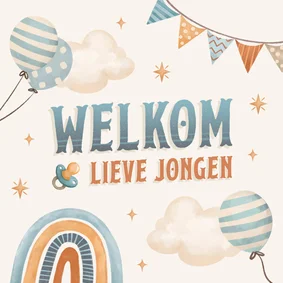 Felicitatiekaart geboorte vlagjes