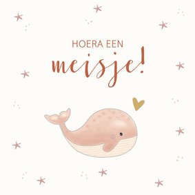 Felicitatiekaart geboorte - Walvis meisje