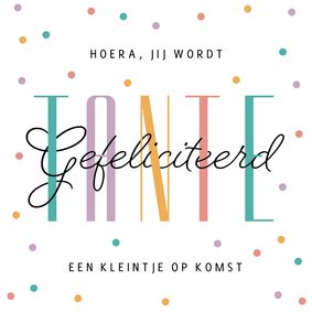 Felicitatiekaart gefeliciteerd tante neefje nichtje confetti