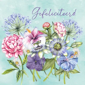 Felicitatiekaart gekleurde bloemen