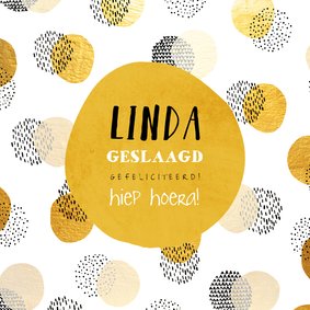 Felicitatiekaart geslaagd met gouden confetti