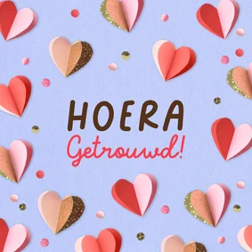 Felicitatiekaart getrouwd hartjes confetti