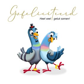 Felicitatiekaart getrouwd met 2 schattige duifjes