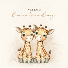 Felicitatiekaart giraffe tweeling