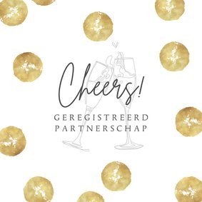 Felicitatiekaart goud champagne geregistreerd partnerschap 