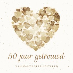 Felicitatiekaart gouden hart huwelijksjubileum