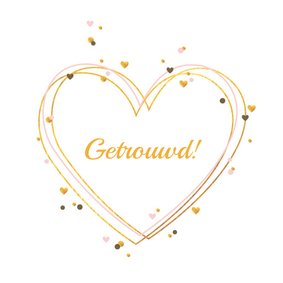 Felicitatiekaart gouden harten met confetti