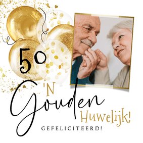 Felicitatiekaart gouden huwelijk 50 jaar ballonnen foto