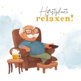 Felicitatiekaart grappig met pensioen relaxen bier tv