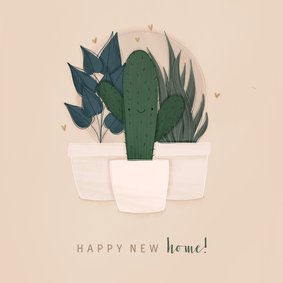 Felicitatiekaart happy new home met plantjes