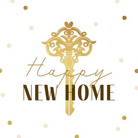 Felicitatiekaart happy new home sleutel confetti