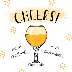 Felicitatiekaart hip met bier en confetti