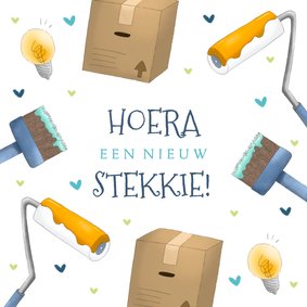 Felicitatiekaart hoera een nieuwe stek