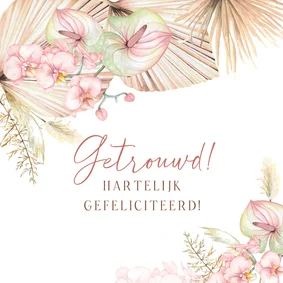Felicitatiekaart huwelijk droogbloemen orchidee