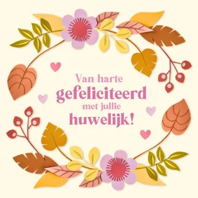 Felicitatiekaart huwelijk herfstbloemen