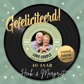 Felicitatiekaart huwelijk jubileum vinyl LP