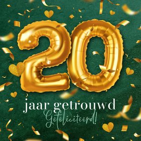 Felicitatiekaart huwelijksjubileum 20 jaar getrouwd confetti