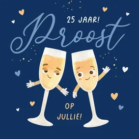 Felicitatiekaart huwelijksjubileum champagne proost liefde
