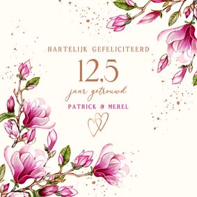 Felicitatiekaart huwelijksjubileum magnoliatakken