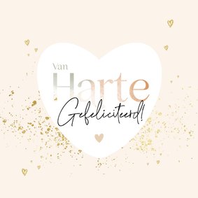 Felicitatiekaart huwelijksjubileum roze goudlook hart