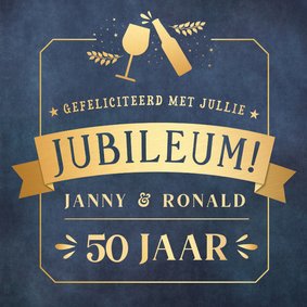 Felicitatiekaart huwelijksjubileum stijlvol met bier en wijn