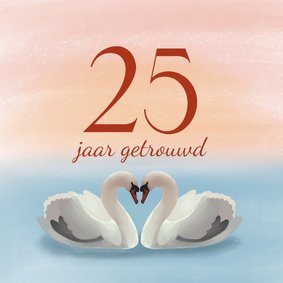 Felicitatiekaart huwelijksjubileum twee zwanen