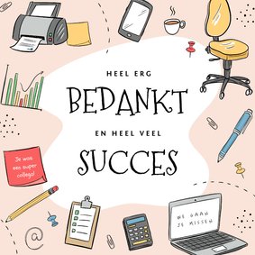 Felicitatiekaart illustratie nieuwe baan bedankt collega