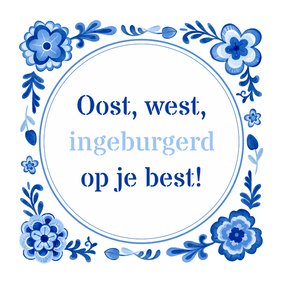 Felicitatiekaart inburgering Nederland delfts blauw tegeltje
