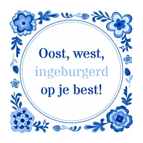 Felicitatiekaart inburgering Nederland delfts blauw tegeltje