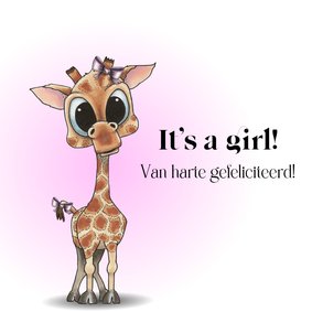 Felicitatiekaart it's a girl giraf