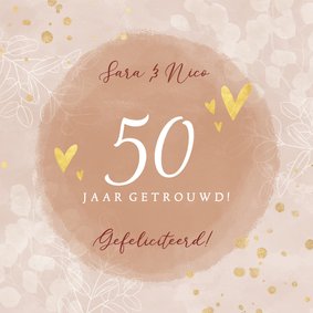 Felicitatiekaart jubileum 50 jaar eucalyptus hartjes