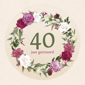 Felicitatiekaart jubileum met rozenkrans
