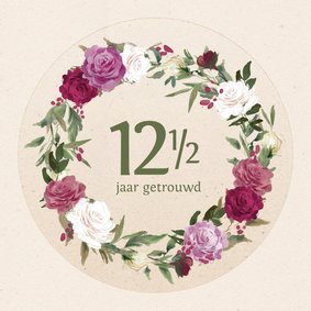 Felicitatiekaart jubileum met rozenkrans