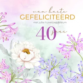 Felicitatiekaart jubileum pioen met agapanthus
