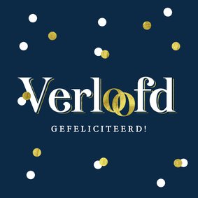 Felicitatiekaart klassiek verloofd ringen goud confetti