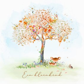 Felicitatiekaart kleinkind hertje en konijn