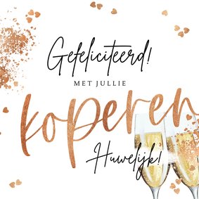 Felicitatiekaart koperen huwelijk 12,5 jaar champagne hartje