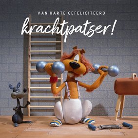 Felicitatiekaart krachtpatser Loeki