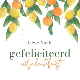 Felicitatiekaart lentefeest citrus mandarijn fris zomer