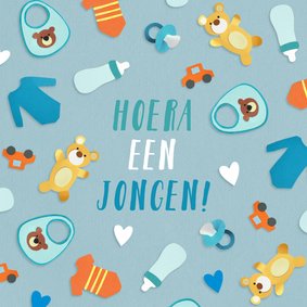 Felicitatiekaart met babyillustraties jongen