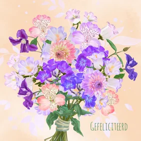 Felicitatiekaart met boeket zomerbloemen